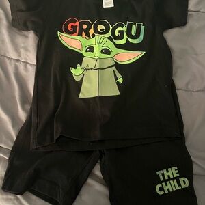Star Wars Grogu Kids Pajama Set - Black and Green